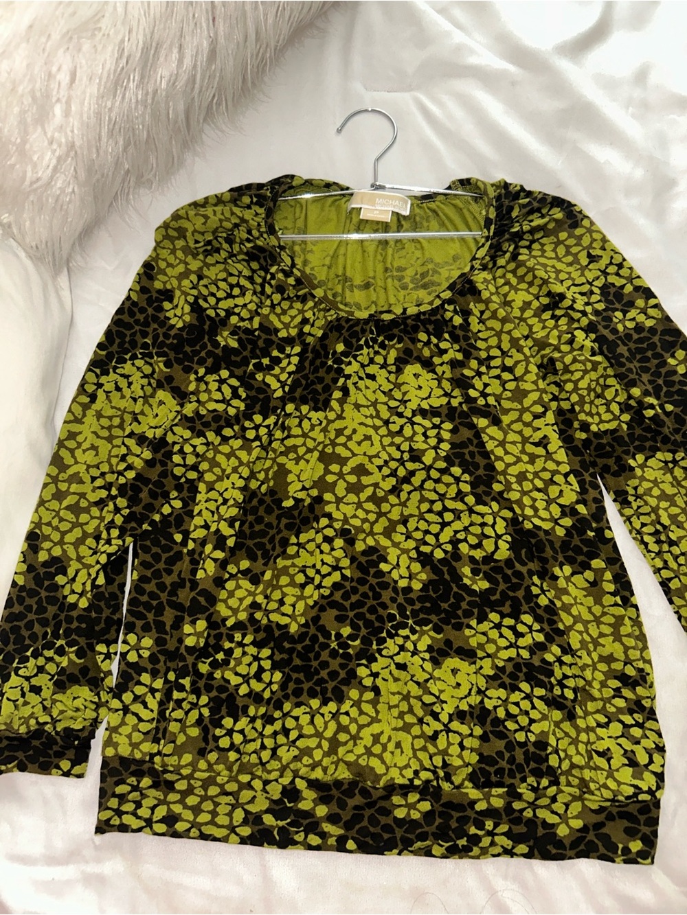 Michael Kors Women’s Patterned Long Sleeve Top - Olive Green